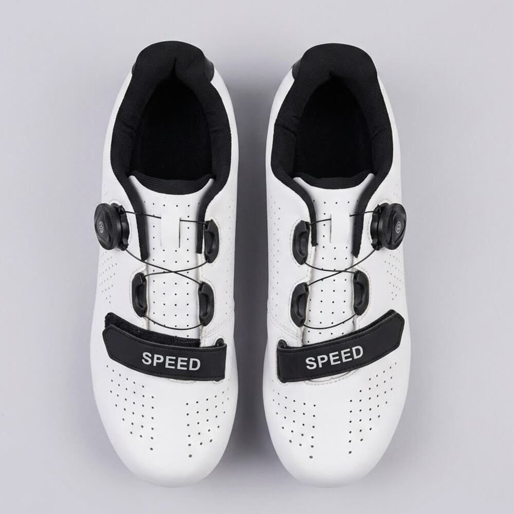 White Speed Road Cycling Shoes Size 40 - BOA Dial & Strap - Peloton Compatible